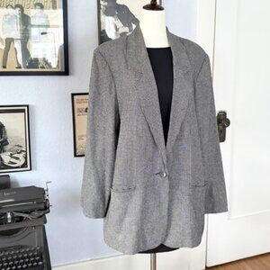 Vintage Gray 1990s Houndstooth Blazer by Sag Harbor size 14